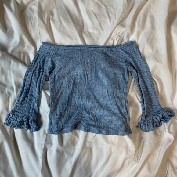 Light Blue Off-the-Shoulder Top - Picture 1 of 2